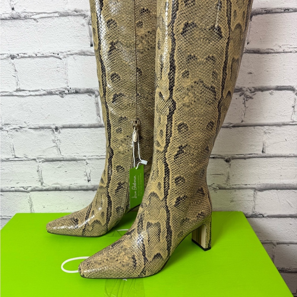 Sam Edelman Sylvia 2 Snakeskin Python Print Tall Knee High Boots Size 6 NEW - Picture 2 of 13
